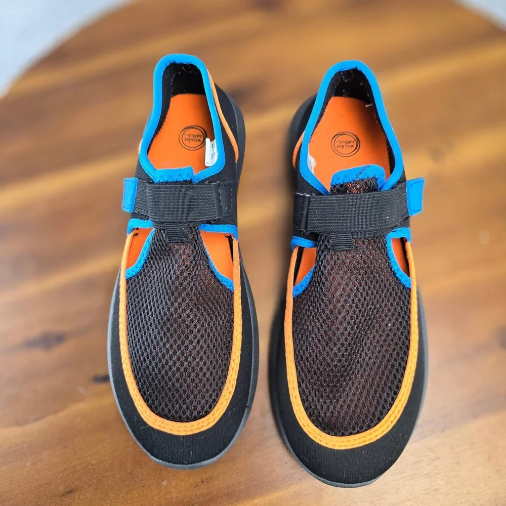 Wonder Nation Girls Water Shoes Black‎ Orange Blue USA 6 EUR 38.5